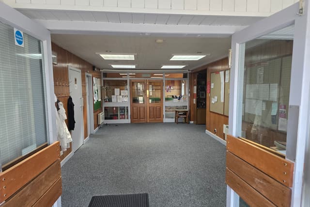 The entrance foyer of the clubhouse