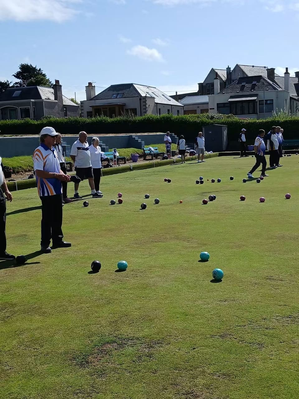 Members bowling on the outdoor green